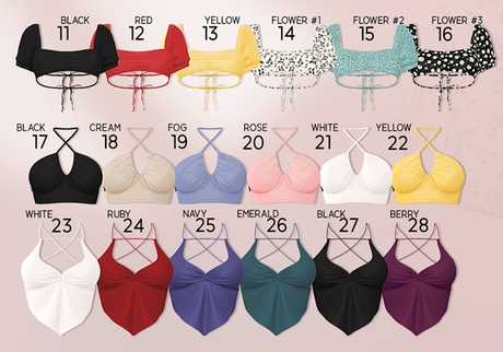 Second Life Marketplace - OSMIA - Penelope.Tie Neck Crop Top [perky] Fog
